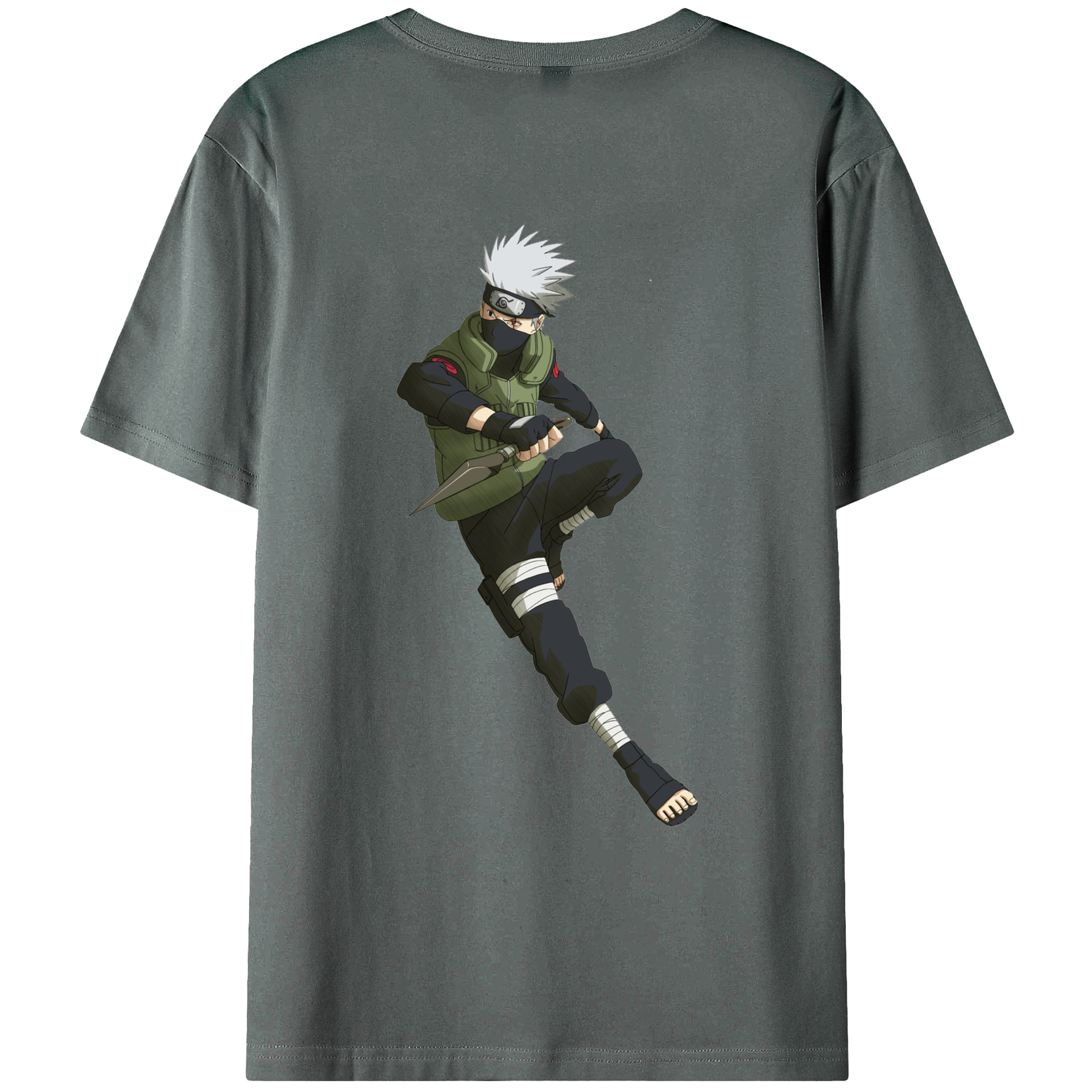 （画像用） NARUTO -ナルト- はたけ カカシ Hatake Kakashi 綿100％ メンズ半袖Tシャツ（バックプリント） 通気性